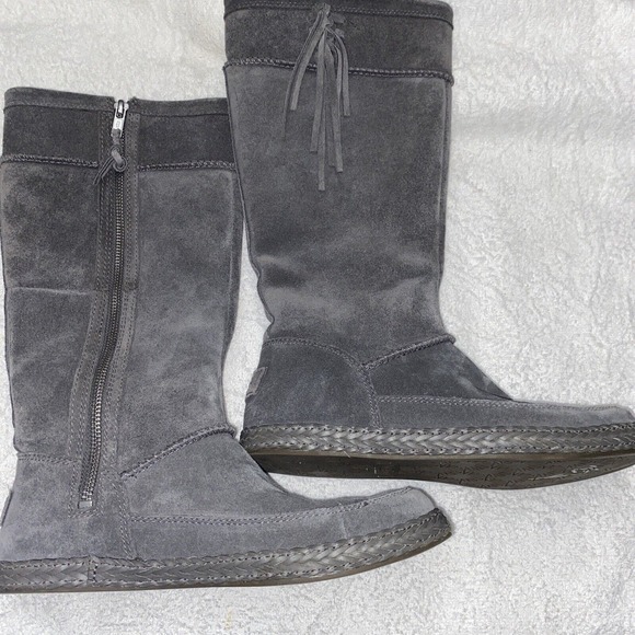 UGG Women’s Emerie Gray Suede Knee High Winter Dress Boots Size 7 - Picture 4 of 12